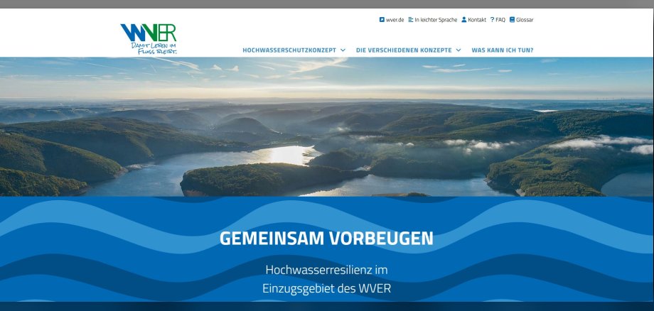 Screenshot der Website www.hochwassergefahrenvorbeugen.de.