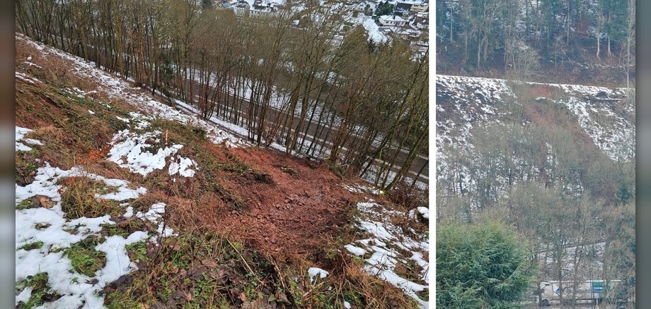 Hangrutsch auf einem Teilstück des Eifelsteigs, Etappe 5 in Olef.