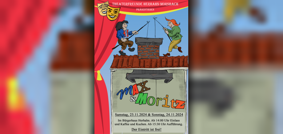 Plakat zum Kinder-Theater: Max und Moritz.